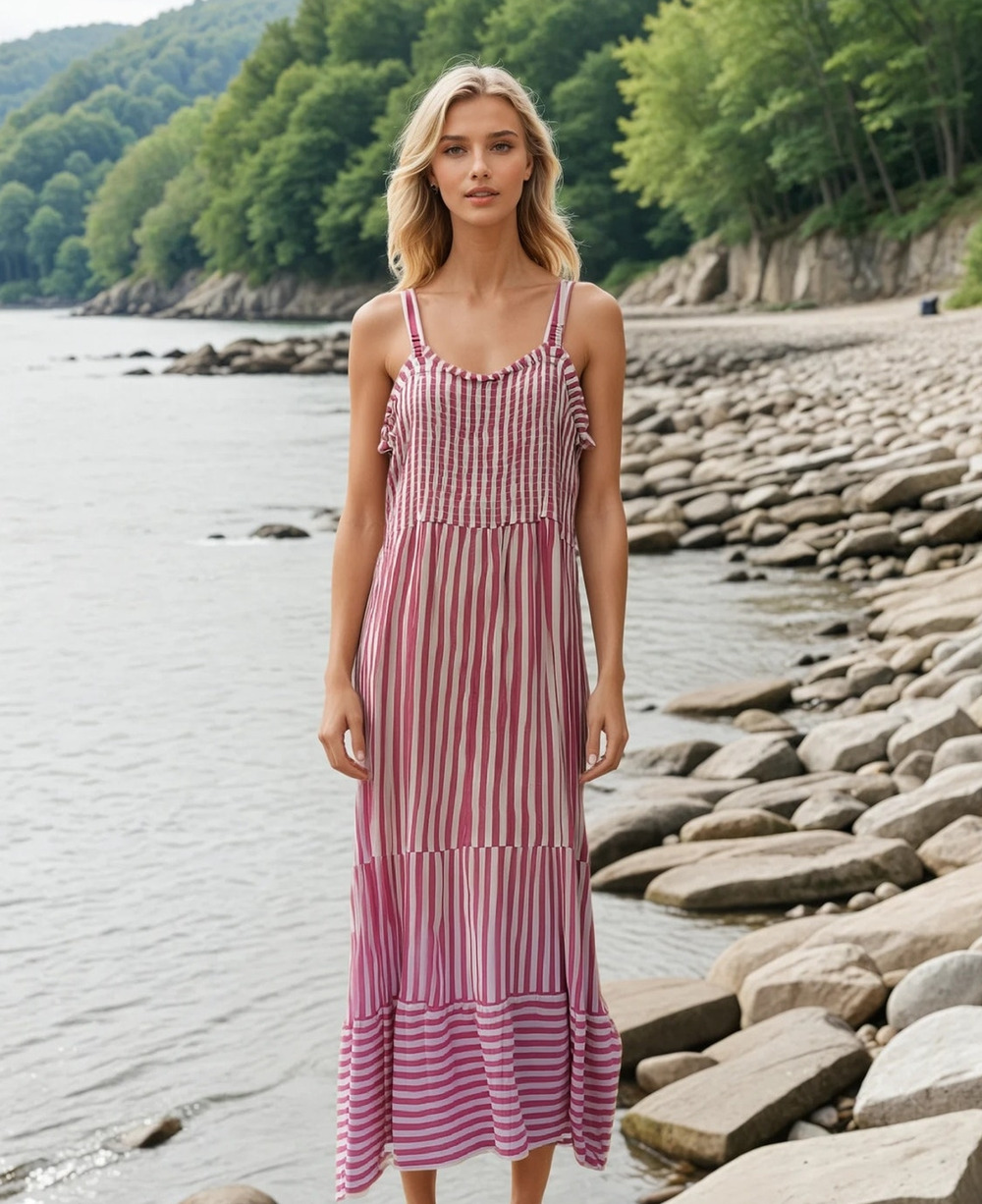 NWT Raviya Women's Pink Striped Cover-up Sundress Cruise Vacation M